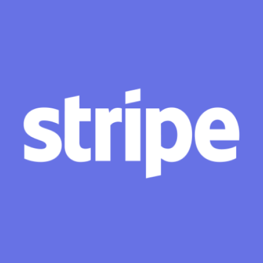 Stripe — mot « stripe » minuscule, bleu periwinkle
