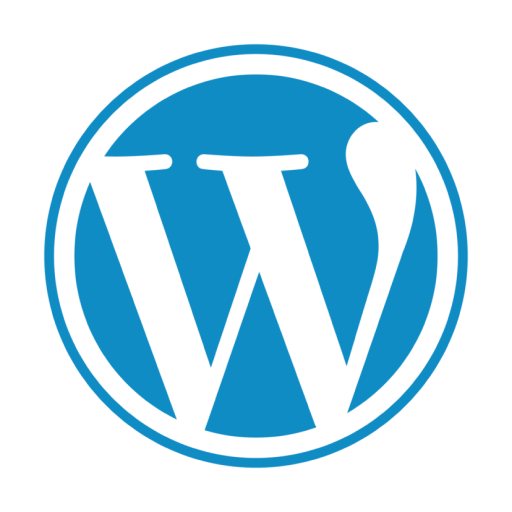 WordPress — W blanc, double cercle, bleu WP