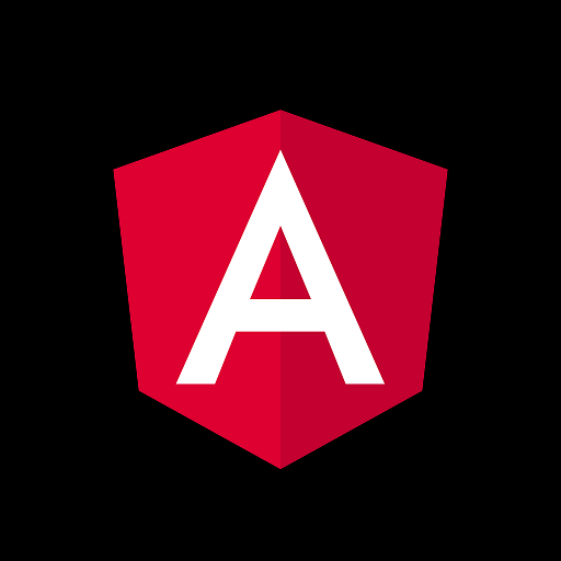Logo Angular — bouclier rouge bicolore, A blanc