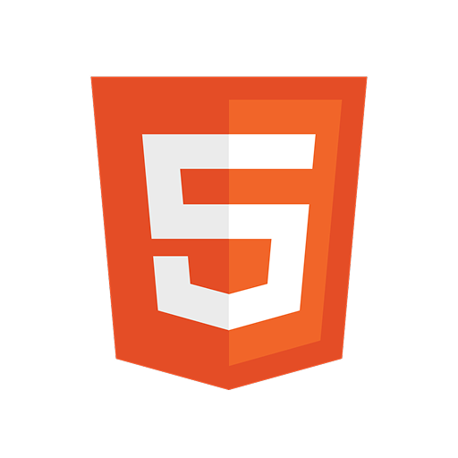HTML5 — blason orange, chiffre 5 blanc (déclivité clair / foncé)