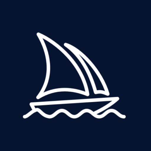 Midjourney — dhow (voilier) blanc, fond bleu nuit
